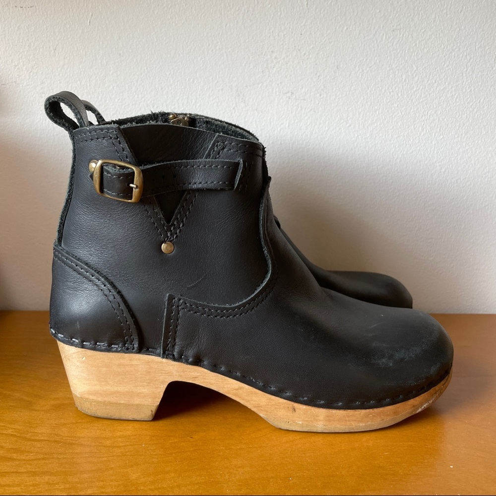 No 6 clogs ankle boots black leather fits 8 8 1/2